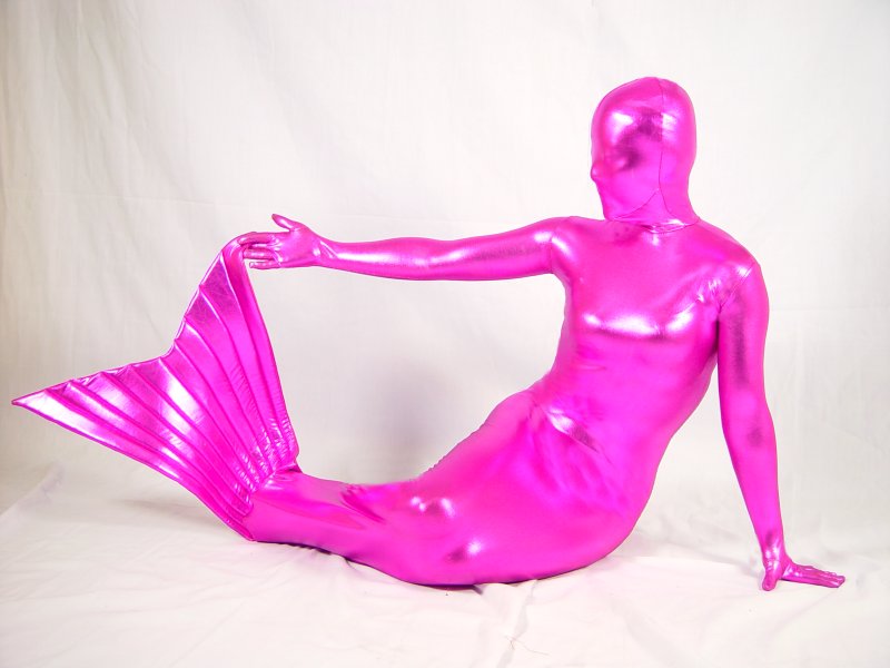 Mermaid Shiny Spandex Zentai Zentai Suit Fushia